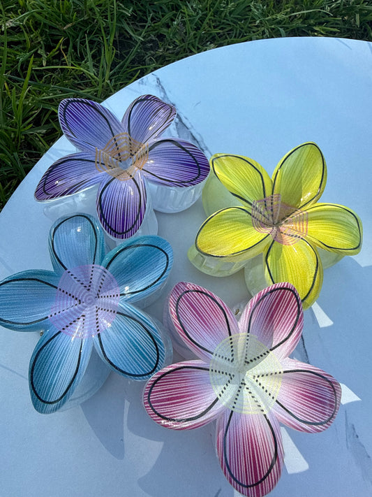 Line Flowers Claw Clips | Set of 4
