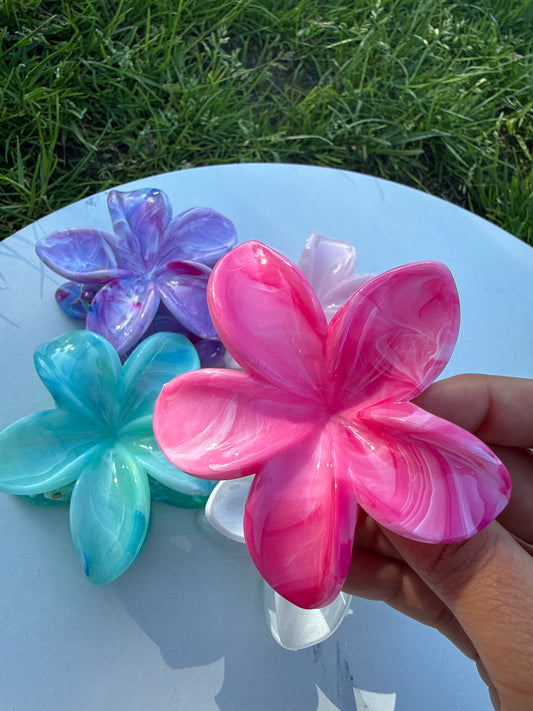 Marbled Plumeria Flowers Claw Clips | Set of 4
